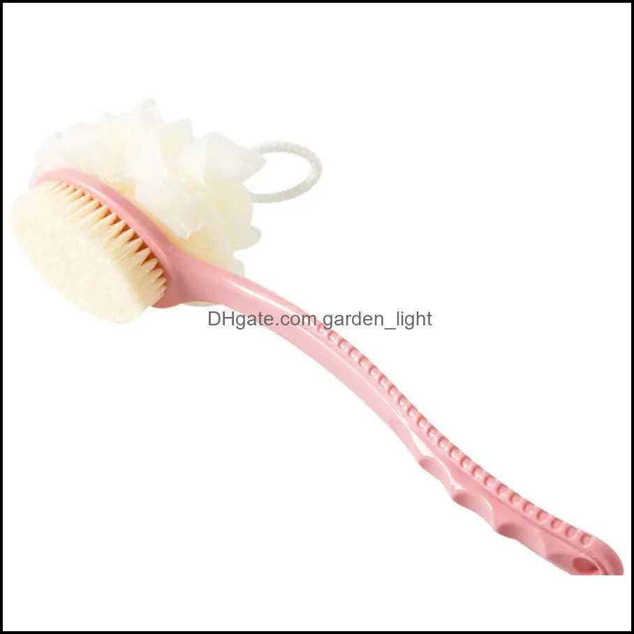 bathroom accessories 2 in 1 long handle bath brush bath flower shower back cleaning bath flower skin massage back rubbing brush dh0777