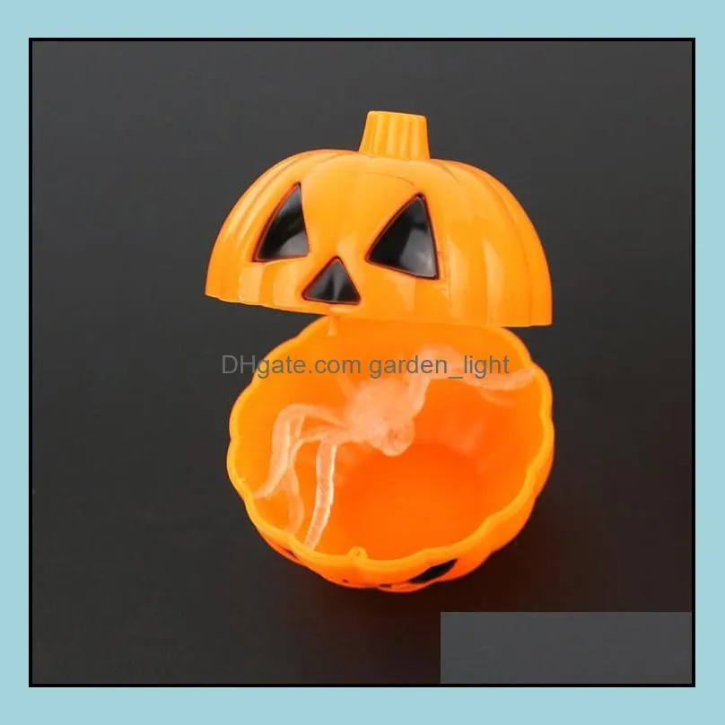 orange pumpkin bucket with cover halloween smile pumpkin props easy to carry candy case multi function sn530