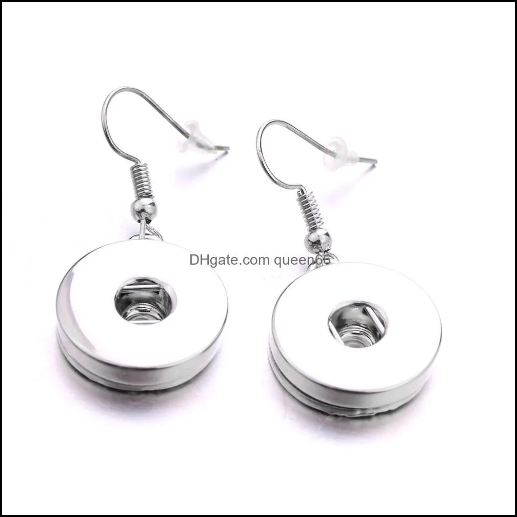 silver plated 12mm 18mm snap button dangle earrings for women snaps buttons jewelry