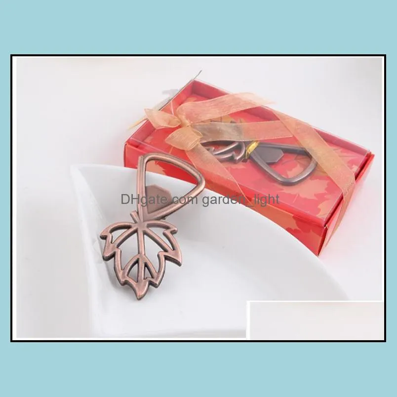 wholesale 100pcs copper maple leaf beer bottle opener bar tool wedding favors souvenirs gifts party supplies sn2638