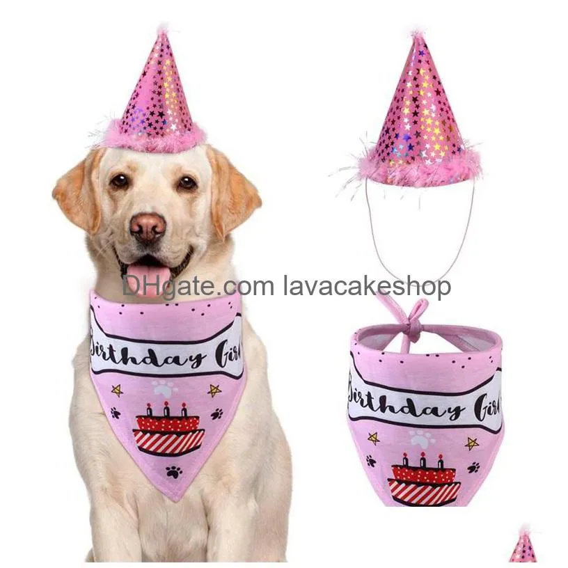 pet cat dog apparel happy birthday headwear hat saliva towel bib party costume pets celebration suit clothes 16 g2