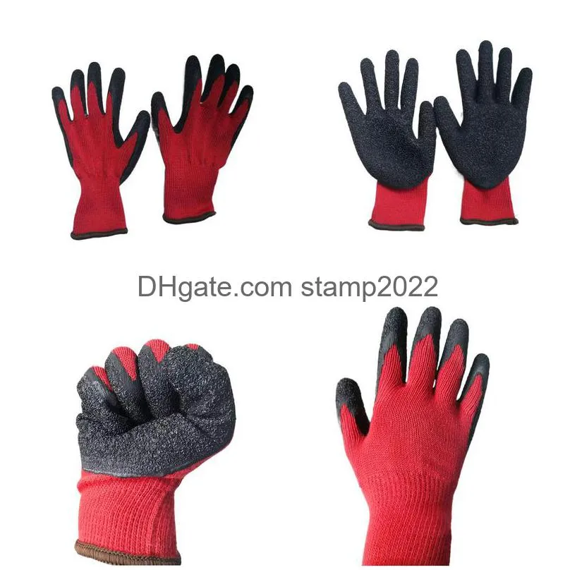 other garden supplies labor insurance gloves 13pin wrinkle gloves red yarn nylon black latex dipped wearresistant nonslip spot