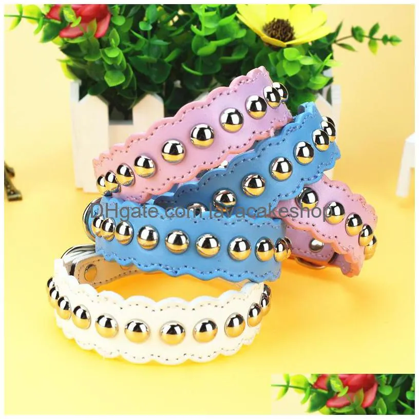 mushroom nail cat dog collar adjustable necklace pet supplies rivet dogs collares high quality pu leather soft and comfortable 3 8dg