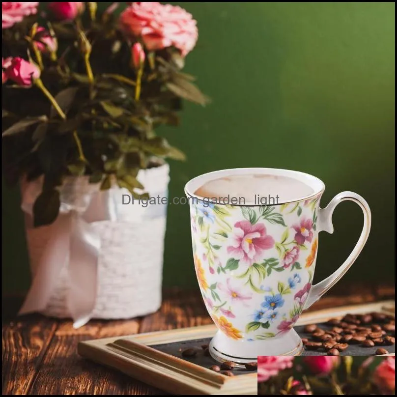 mugs ceramic coffee cup flower patterned tea mug with handle for home office elegant european style