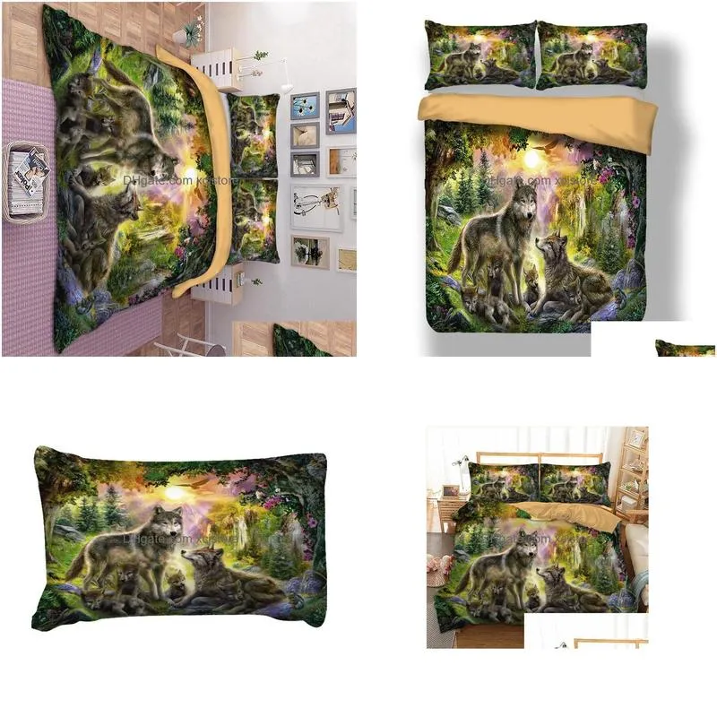 3d bed linens wolf duvet cover set animal printed single twin full queen king euro bed quilt cover bedding sets with pillowcases