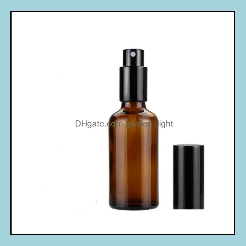 thick 50ml amber glass spray bottles wholesale  oils glass bottle with black pump sprayer gold cap for cosmetics perfume