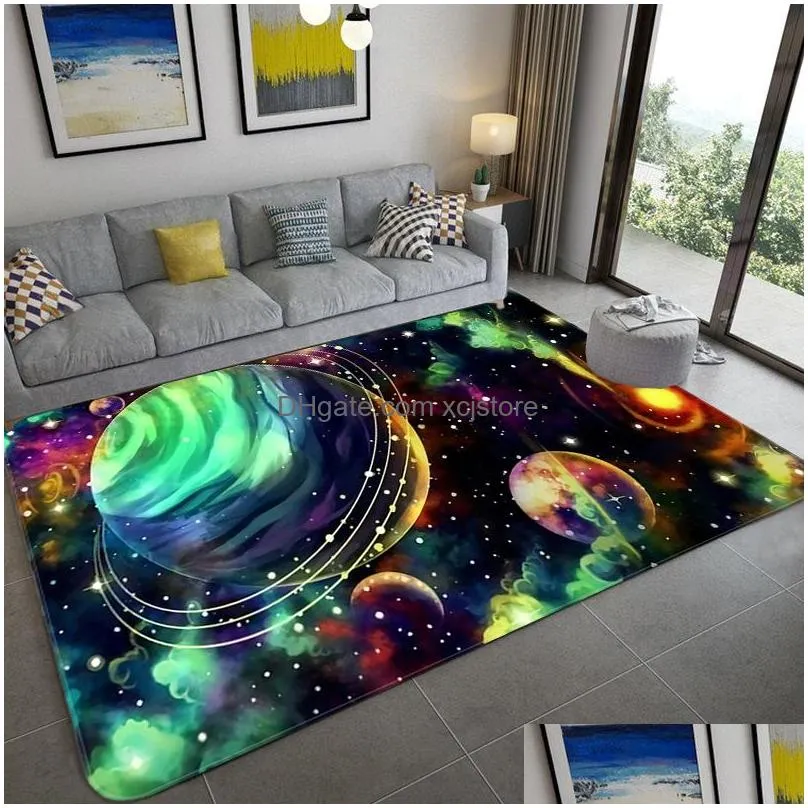 space universe planet 3d floor carpet living room large size flannel soft bedroom rug for children boys toilet mat doormat 201212