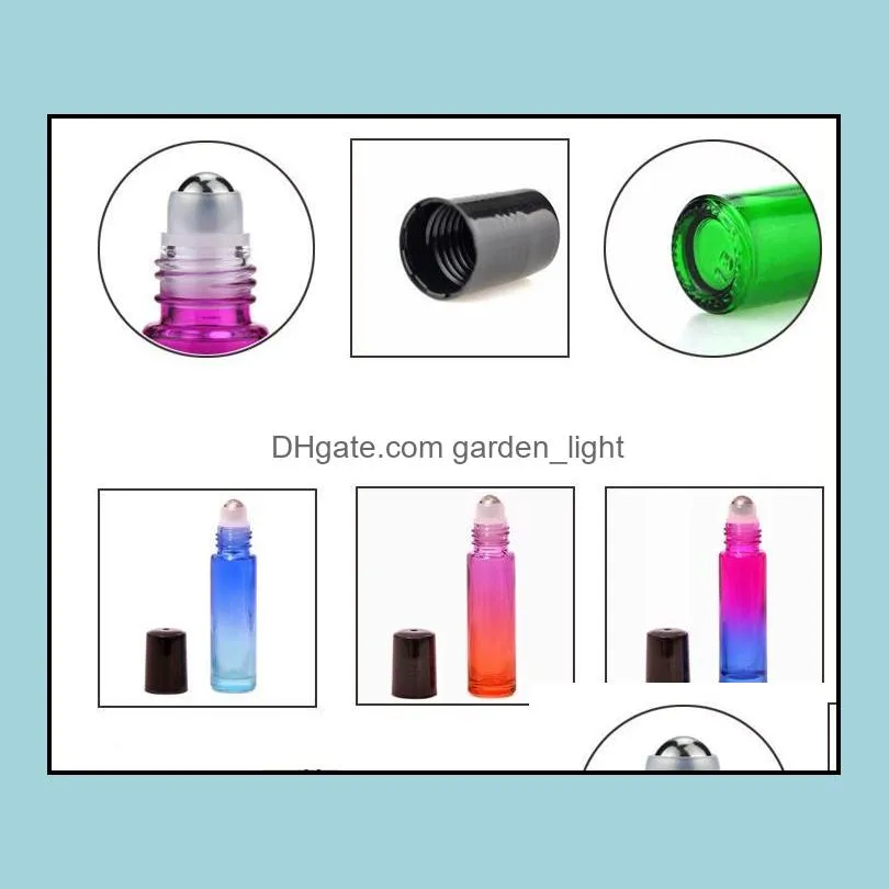 10ml glass roll on bottles gradient color roller bottles with stainless steel balls rollon bottle perfect for  oils sn498