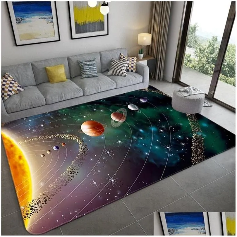 space universe planet 3d floor carpet living room large size flannel soft bedroom rug for children boys toilet mat doormat 201212