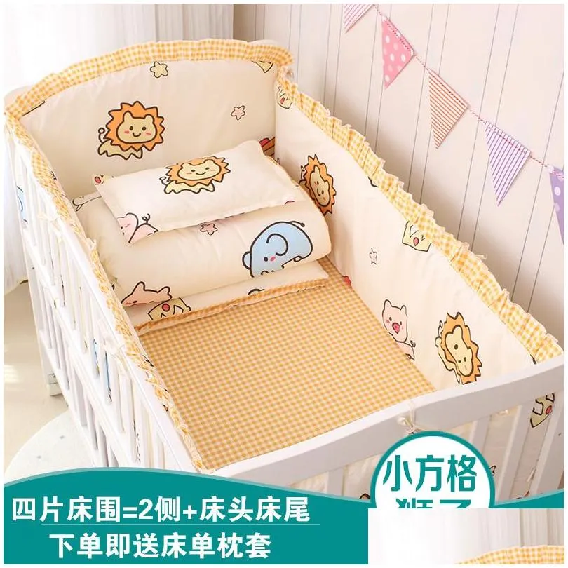 6/9pcs elephant baby bedding set cotton bedroom decor baby girl boy crib bed linens bed bumper 120x60/120x70cm 220526