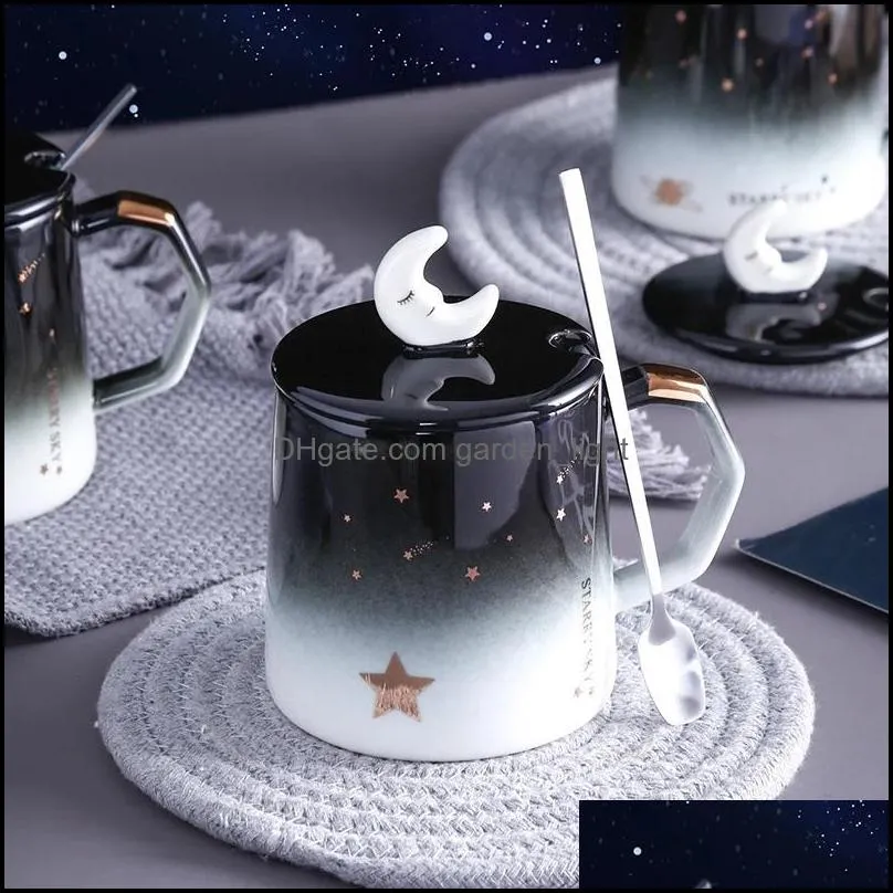 mugs creative star mug individual trend ceramic water cup nordic milk coffee tea with lid spoon