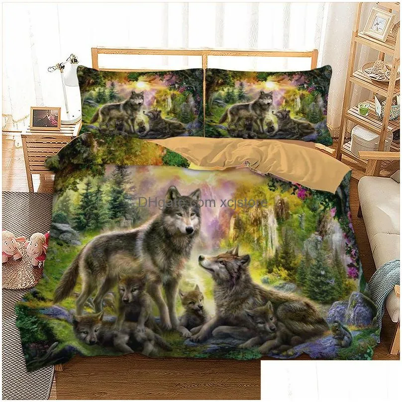 3d bed linens wolf duvet cover set animal printed single twin full queen king euro bed quilt cover bedding sets with pillowcases