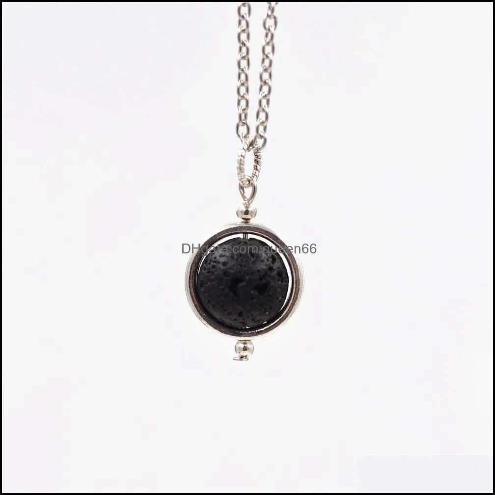 fashion 14mm lava stone bead necklace volcanic rock aromatherapy  oil diffuser necklace for women jewelry