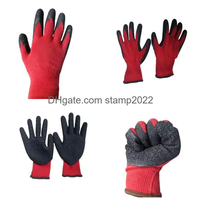 other garden supplies labor insurance gloves 13pin wrinkle gloves red yarn nylon black latex dipped wearresistant nonslip spot