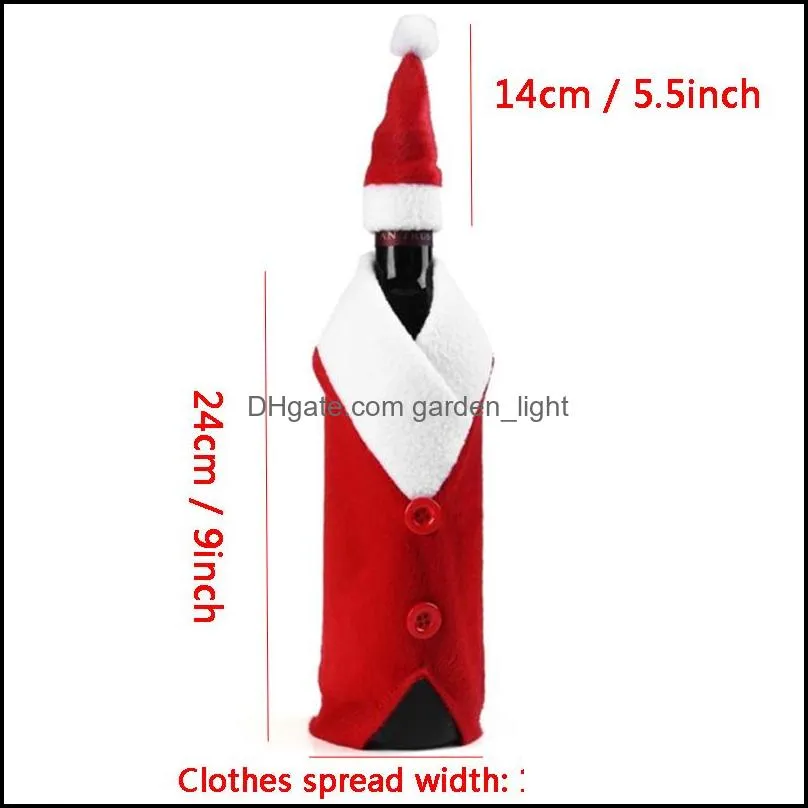 christmas decoration red wine bottle cover clothes with hat for novelty christmas beer bottle sleeve christmas dinner party gift