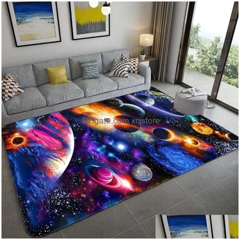 space universe planet 3d floor carpet living room large size flannel soft bedroom rug for children boys toilet mat doormat 201212