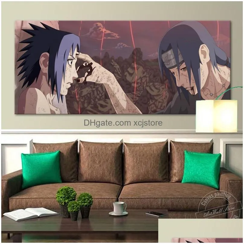 no frame anime poster  sasuke vs itachi hd canvas art wall picture home decor sofa background wall decor birthday gifts lj201128