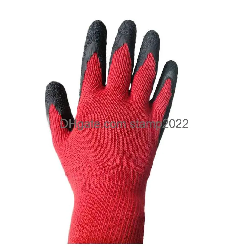 other garden supplies labor insurance gloves 13pin wrinkle gloves red yarn nylon black latex dipped wearresistant nonslip spot