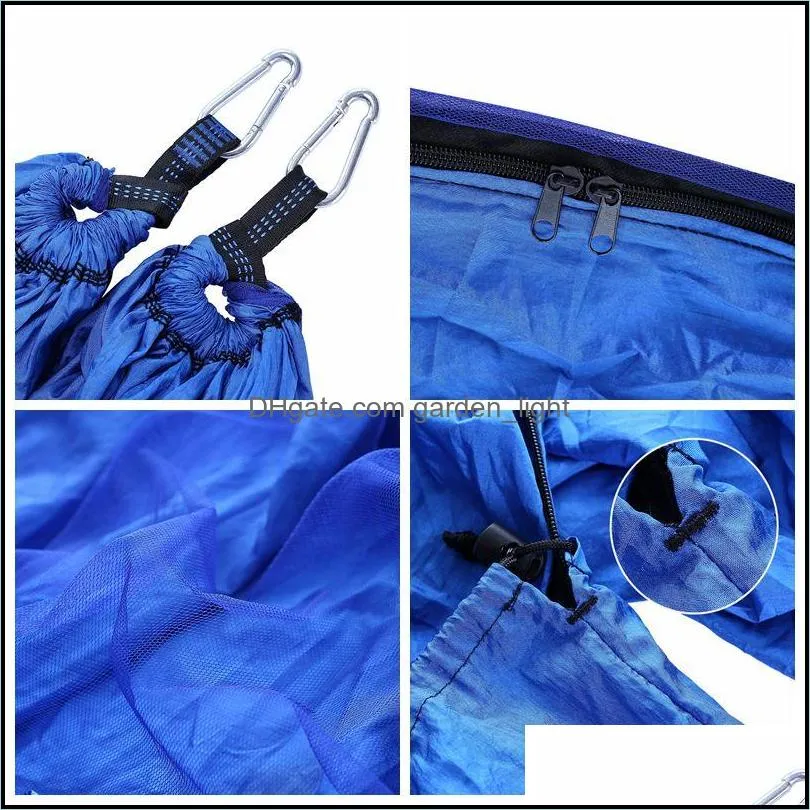260x140cm mosquito net hammock outdoor parachute cloth hammock field camping tent garden camping swing hanging bed with rope hook