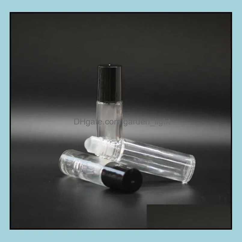 600pcs lot clear glass roll on bottle 10ml 1/3oz  oil empty aromatherapy bottles glass metal roller ball in stock sn1960