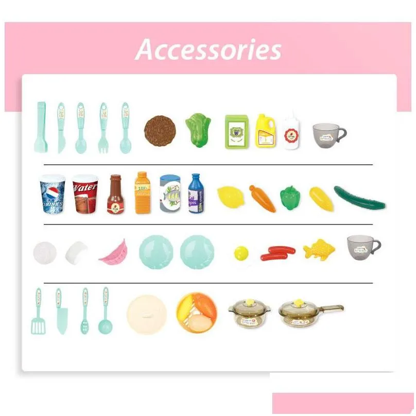 infant shining 40pcs kitchen toys set girls toy kitchenware simulation cooking toy set 76cm/30in parentchild kids kitchen gift