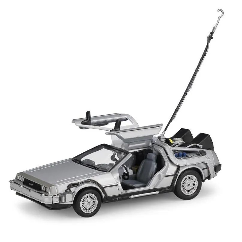 1 to 24 diecast alloy model car dmc12 delorean back to the future time machine metal toy car for kid toy gift collection 220525