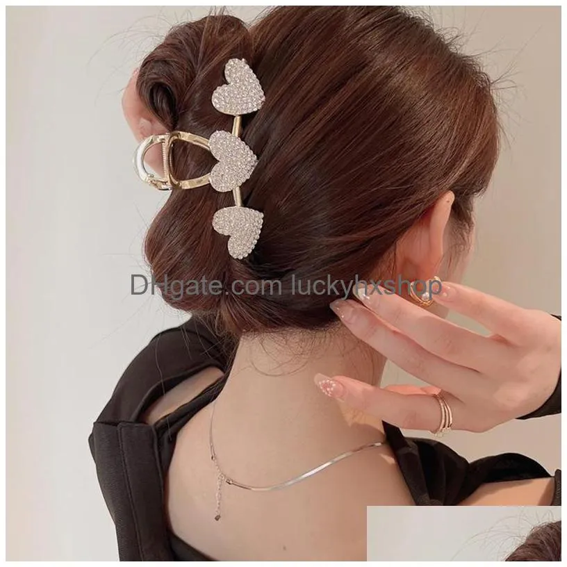 love clamp pearl diamond claw clip women korean butterfly hair clips plated gold cute popular jewelry ornaments 5948 q2