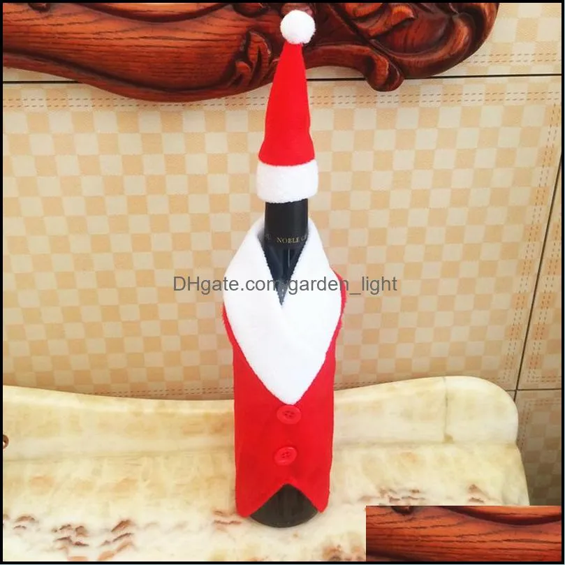 christmas decoration red wine bottle cover clothes with hat for novelty christmas beer bottle sleeve christmas dinner party gift