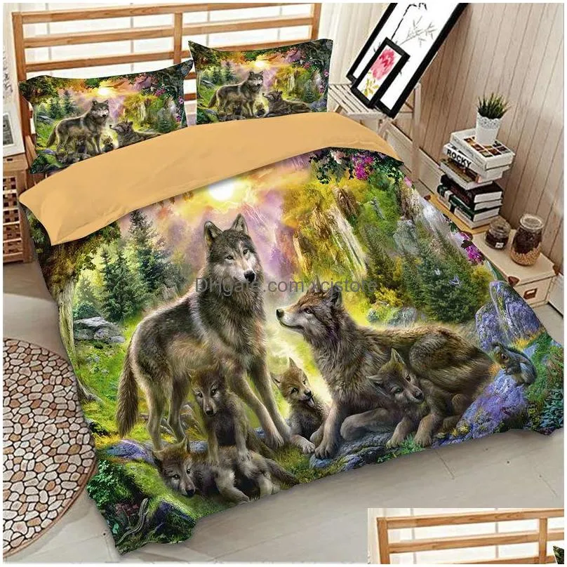 3d bed linens wolf duvet cover set animal printed single twin full queen king euro bed quilt cover bedding sets with pillowcases