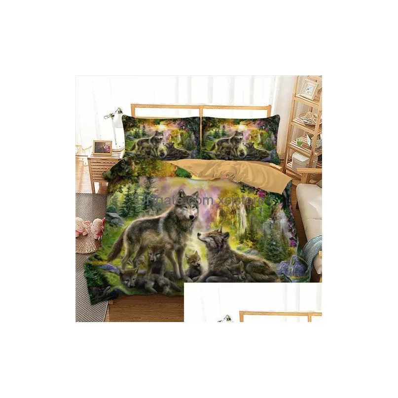 3d bed linens wolf duvet cover set animal printed single twin full queen king euro bed quilt cover bedding sets with pillowcases