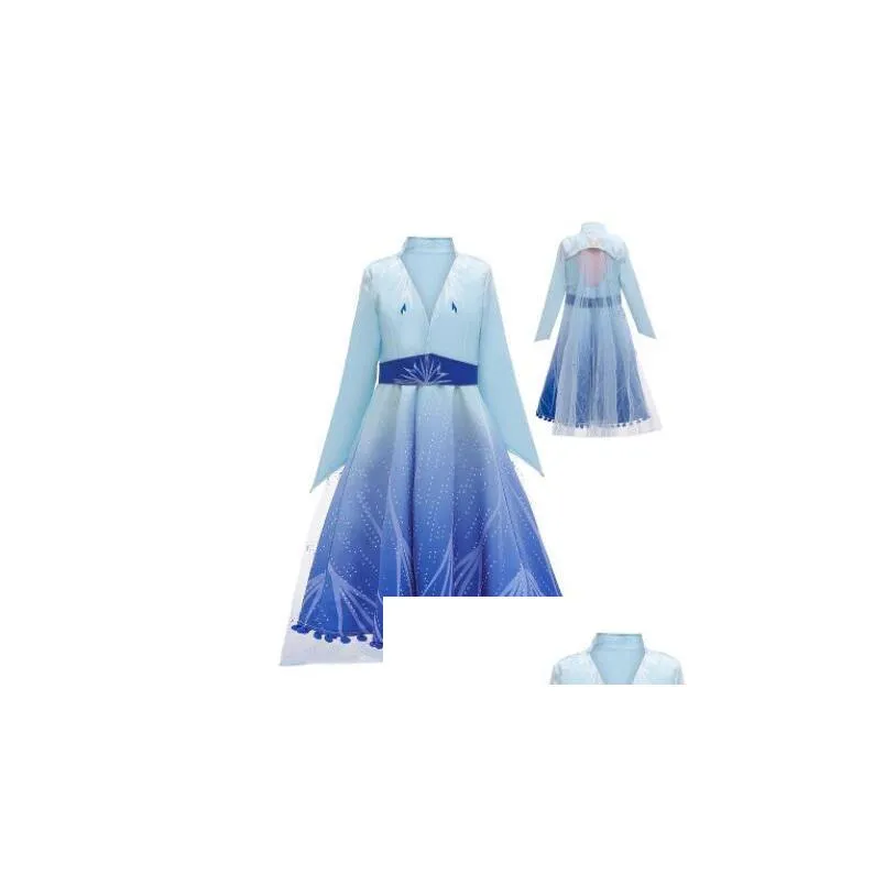 2020 girl snow queen 2 ii snow queen princess dress coat baby snowflake costume party cosplay fancy dresses coat mf 004