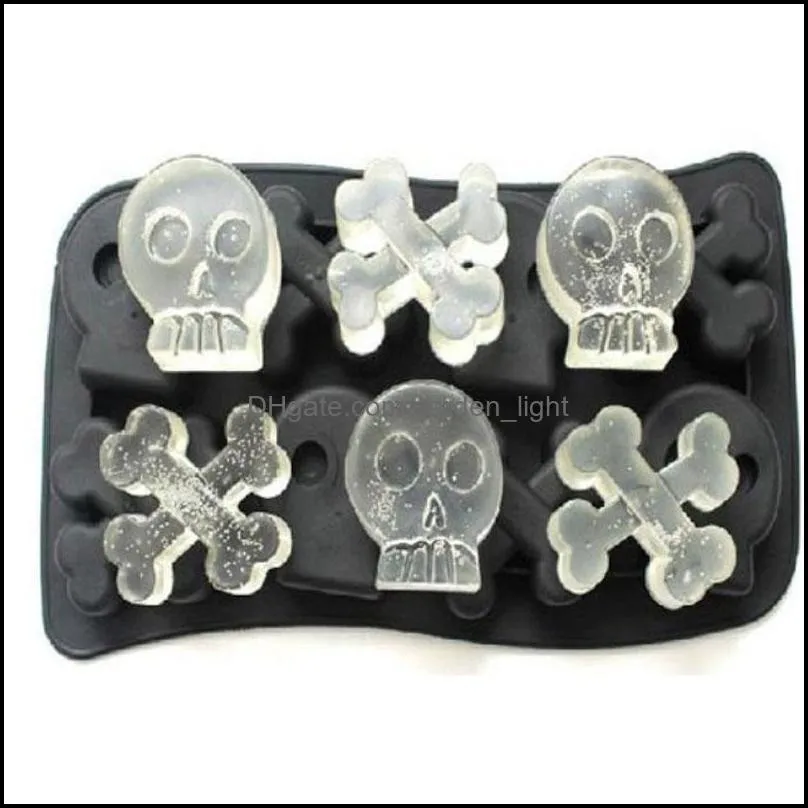 skeleton ice tray 8 holes silicone skull ice cube molds halloween party horror chocolate home ice cream drinking diy supplies vt1514