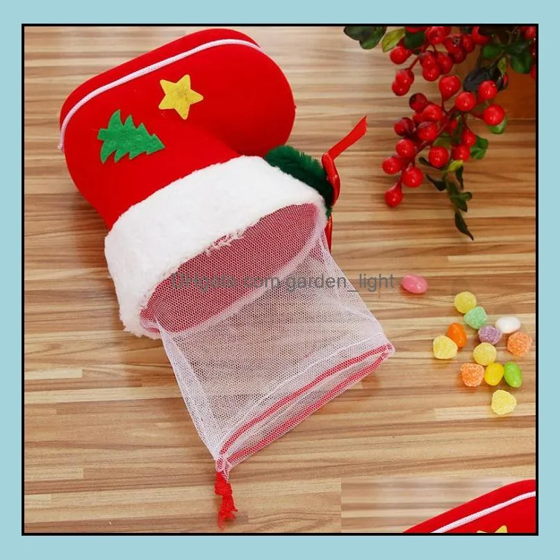 christmas gift bag elf spirit candy boot shoes stocking holders xmas party decoration drawstring filler bags pen holder holiday favor
