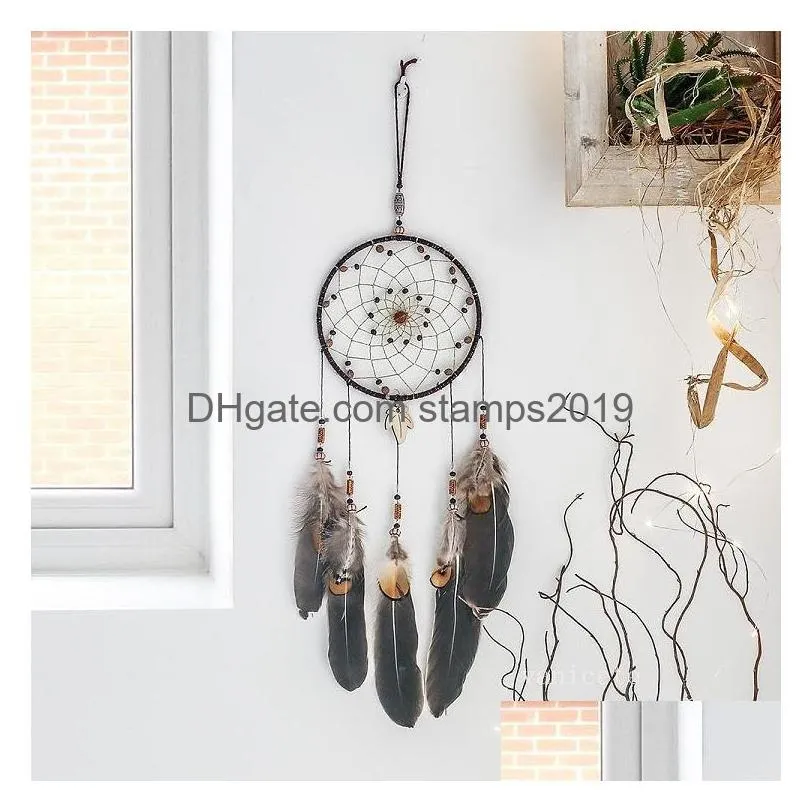 arts and crafts dreamcatcher wind chimes handmade nordic dream catcher net with feathers beads home decoration t2i53051