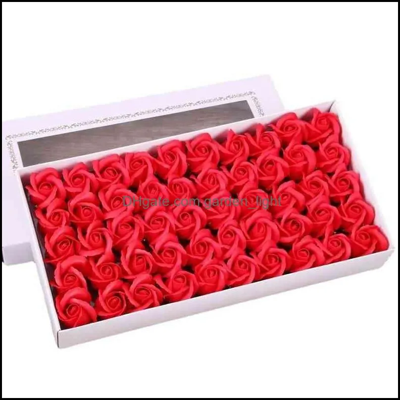 50pcs diameter 6.5cm bath soap rose decoration head beauty wedding valentine day gift bouquet home hand flower art vtmhp1594
