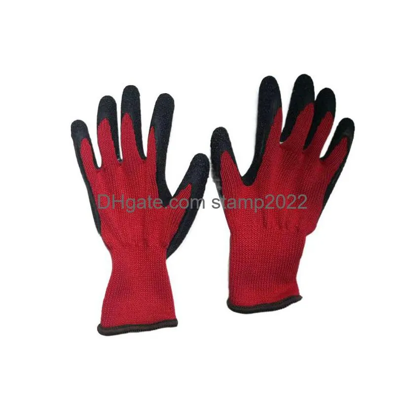 other garden supplies labor insurance gloves 13pin wrinkle gloves red yarn nylon black latex dipped wearresistant nonslip spot