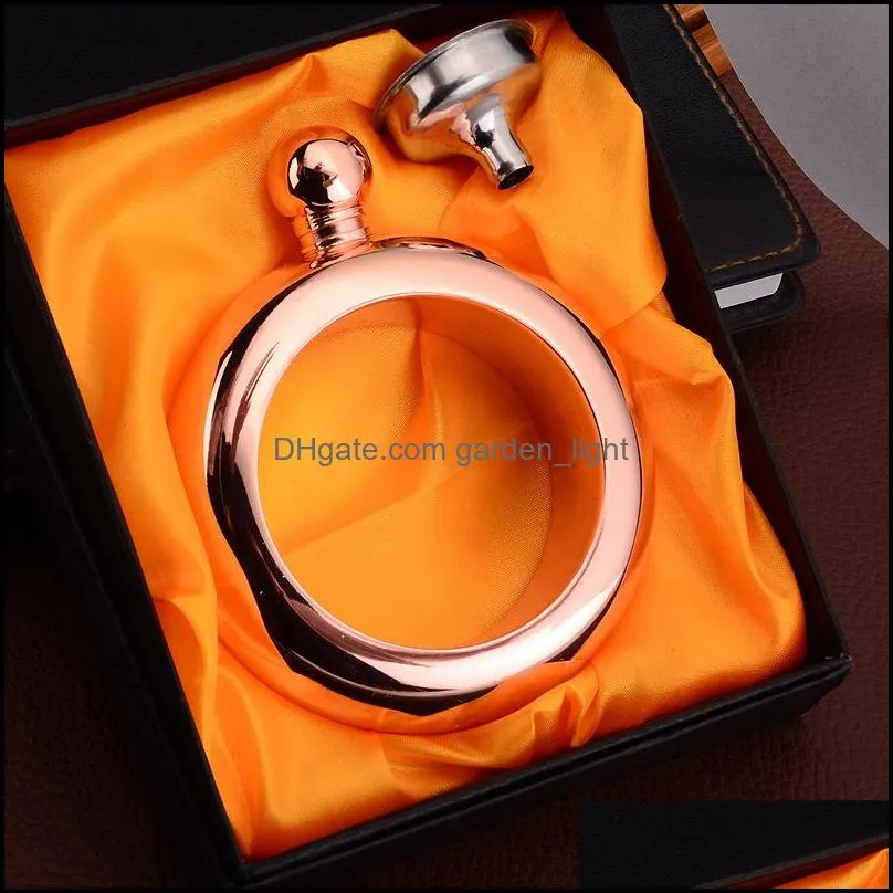 3.5oz 100ml stainless steel bracelet hip flask portable whiskey bangle wine bottles round bangle wine drinkware with funnel vf1315 t03