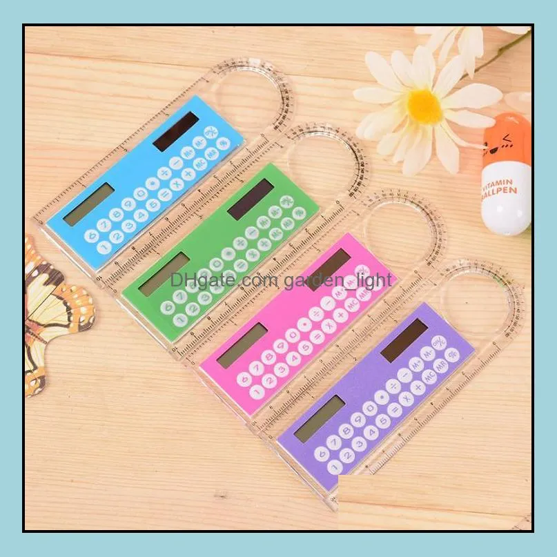 mini portable solar energy calculator creative multifunction ruler students gift dhs sn2145