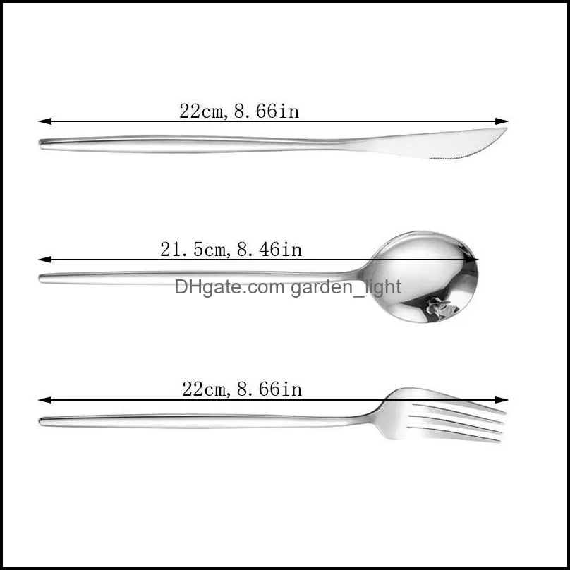 silver cutlery fork spoon knife set mirror dinnerware spoons knives stainless steel dining tableware sets