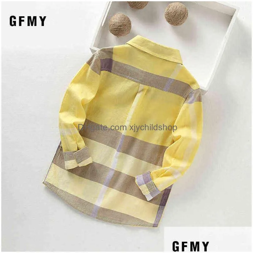 gfmy summer 100 cotton full sleeve fashion kids plaid shirt 314t casual big kid clothes can be a coat 220125