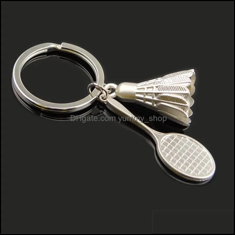 creative badminton ball keychains pendant cute mini keyrings for woman men car sports keyfobs jewelry accessories dhs