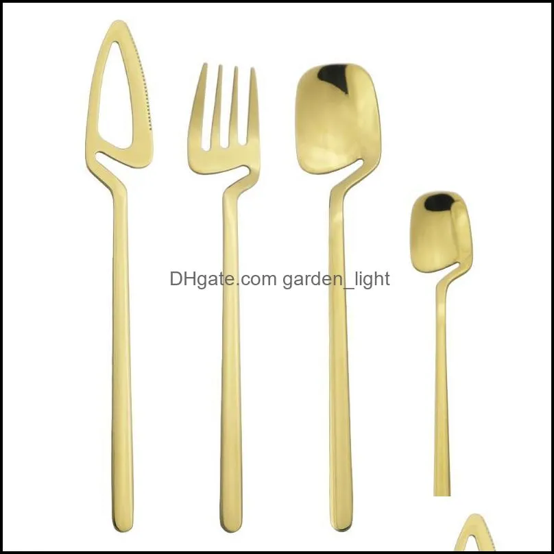 flatware sets 4pcs/set black dinnerware knife fork spoons cutlery set 18/10 stainless steel dinner tableware bar party silverware