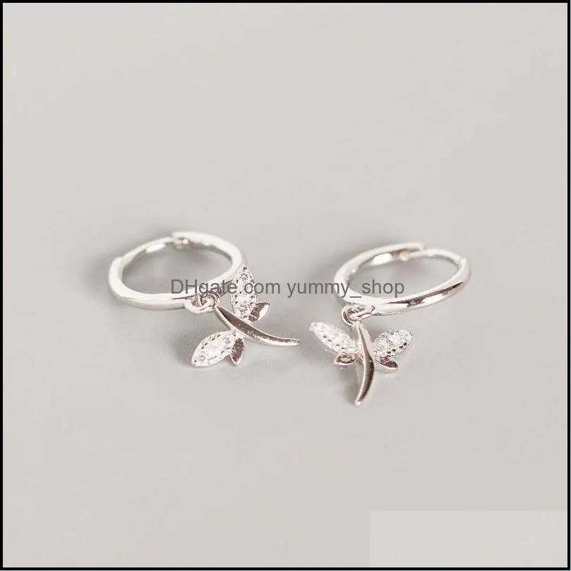 presents solid 925 sterling silver earring for ladies girls petite dragonfly pendant hoop earrings christmas gifts yme554