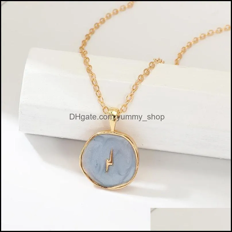 simple stars moon lover necklaces fashion europen women alloy long heart round pendant necklace jewelry for valentines day