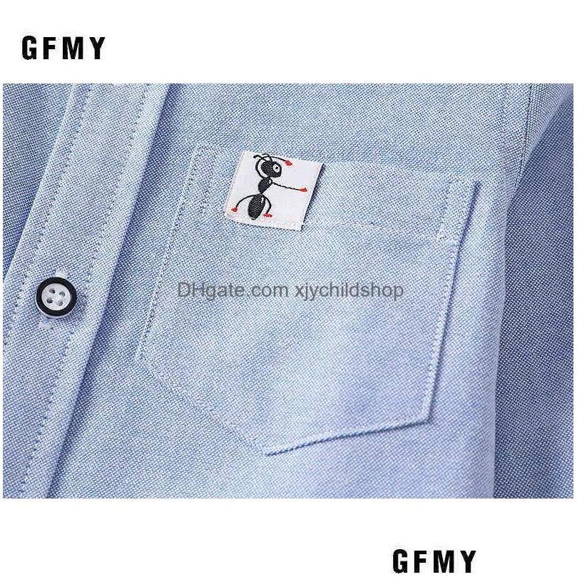 gfmy summer sale children shirts casual solid cotton color blue white shortsleeved boys for 214 years 220125