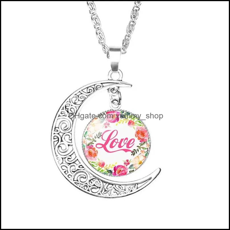 religion bible necklace jewelry for women fashion glass dream faith hope necklaces letter flower pendant chains dhs p373fa