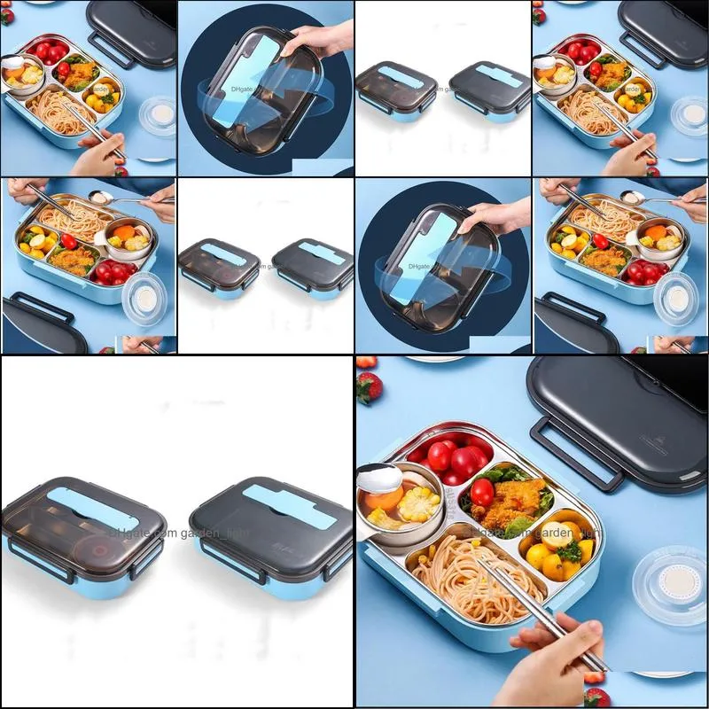 lunch boxes stainless steel insulated box portable partition type dinnerware sets