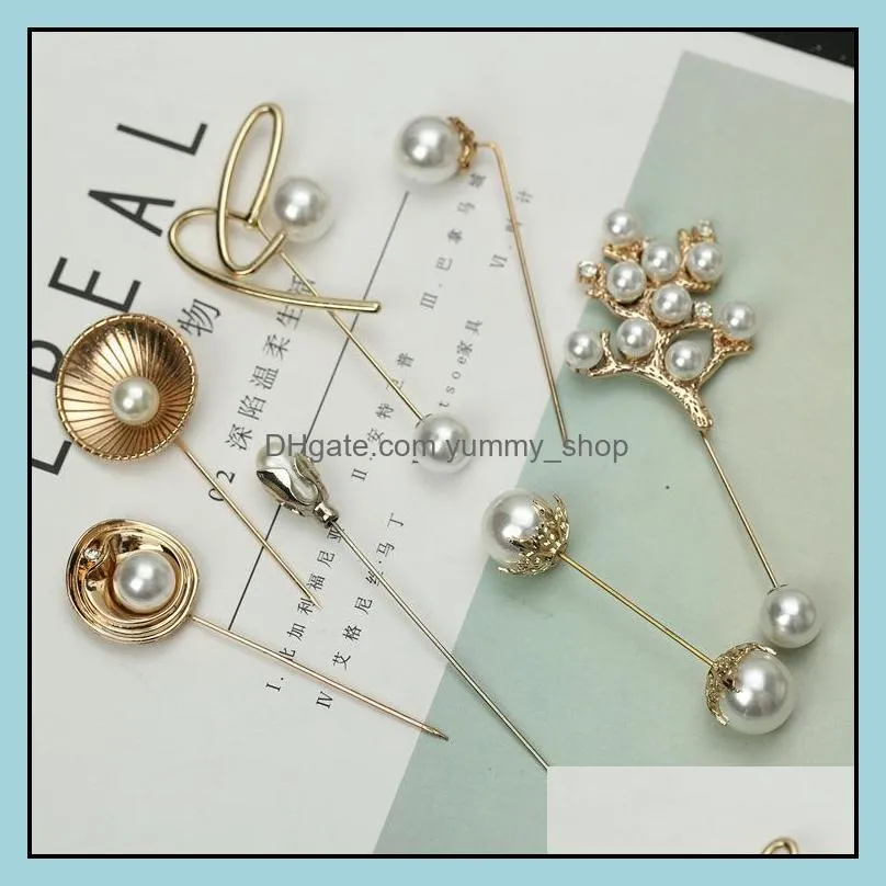 fashion women large brooches lady snowflake imitation pearls rhinestones pearl wedding brooch single pin brooch jewelry accessorise