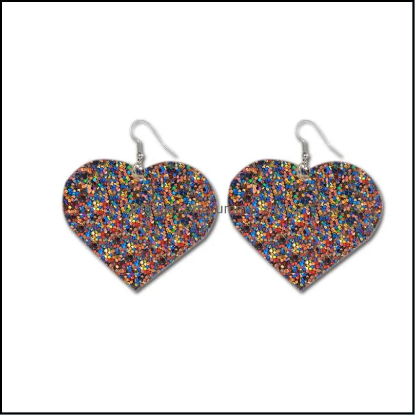love heart pu leather earrings lightweight teardrop dangle handmade heartshaped earring women jewelry m932f