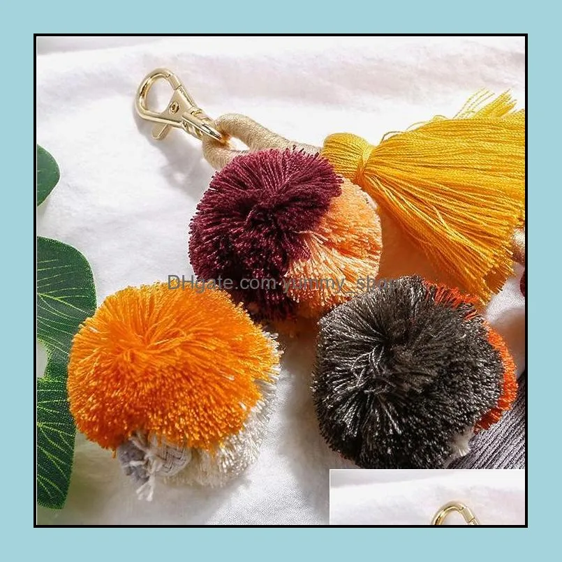 tassel pompom key chain fashion charm bag hanging accessories car hanger gift pompoms tassels keychain a124z